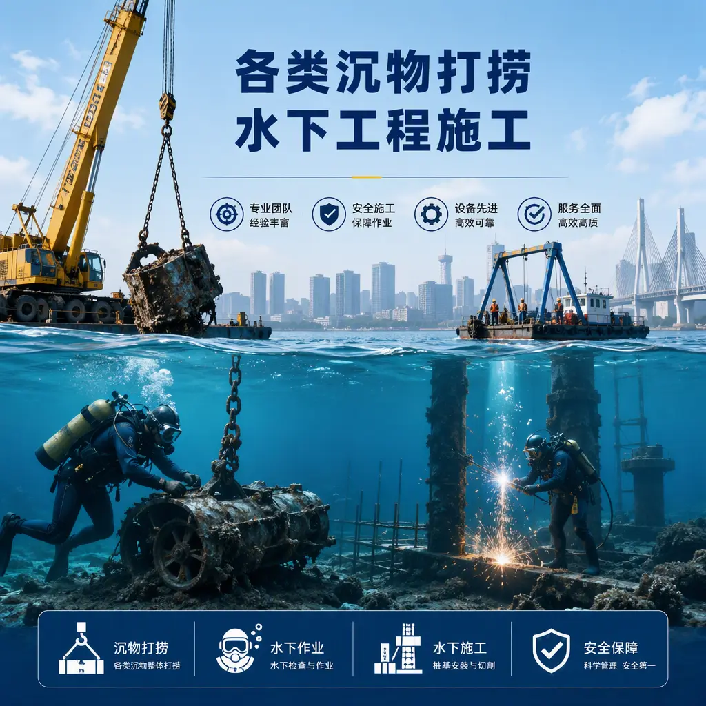 绥阳各类沉物打捞,水下工程施工
